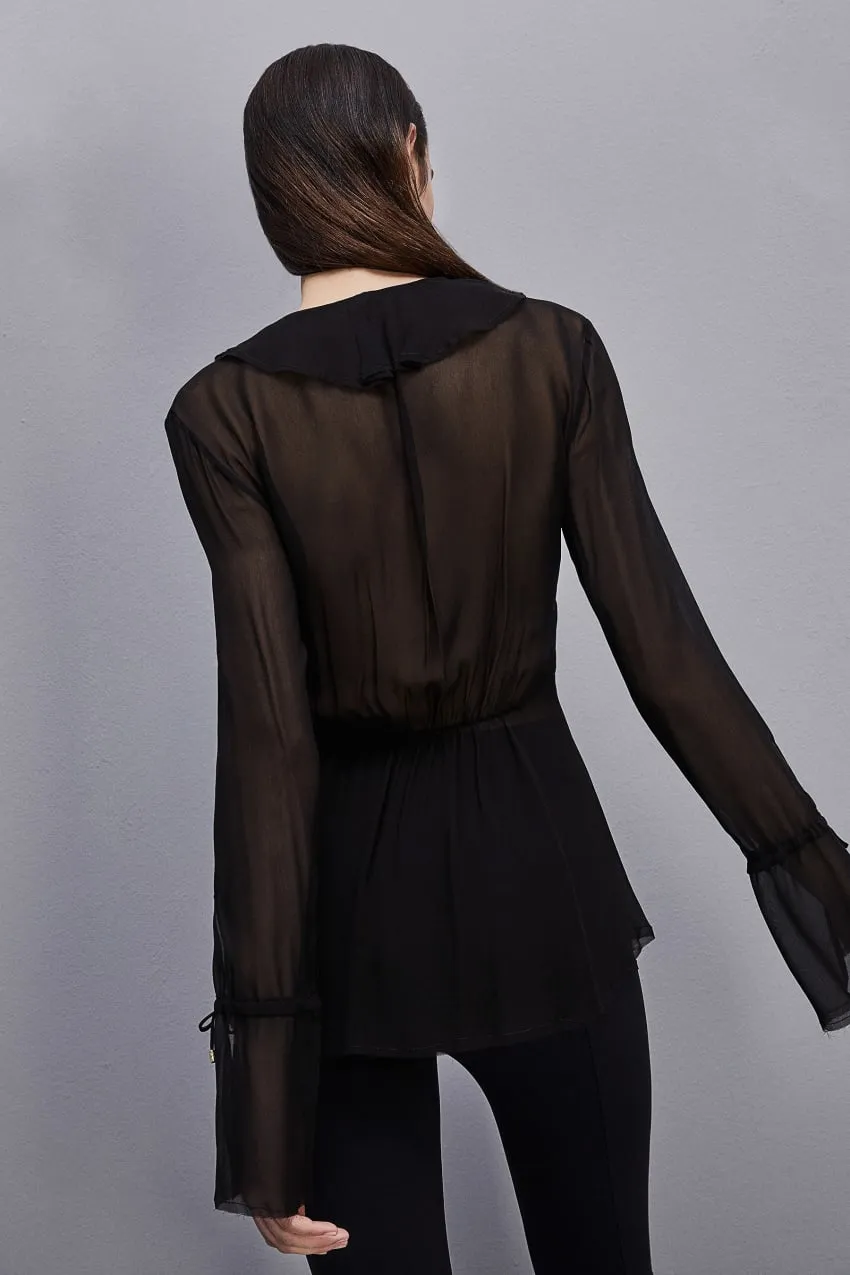PATRIZIA PEPE SHIRT CHIFFON RUFFLE DETAIL   8CO606/A060-K103