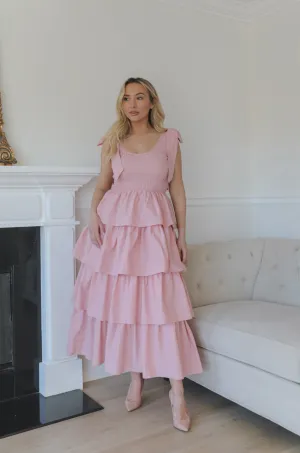Pink Ruffle Midi Dress