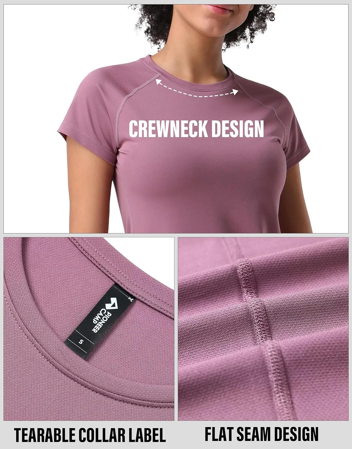 Pioneer Camp Women's Moisture Wicking T-Shirt Short Sleeve Quick Dry Shirts Gym Workout Athletic Running Tops Crew Neck Tees
