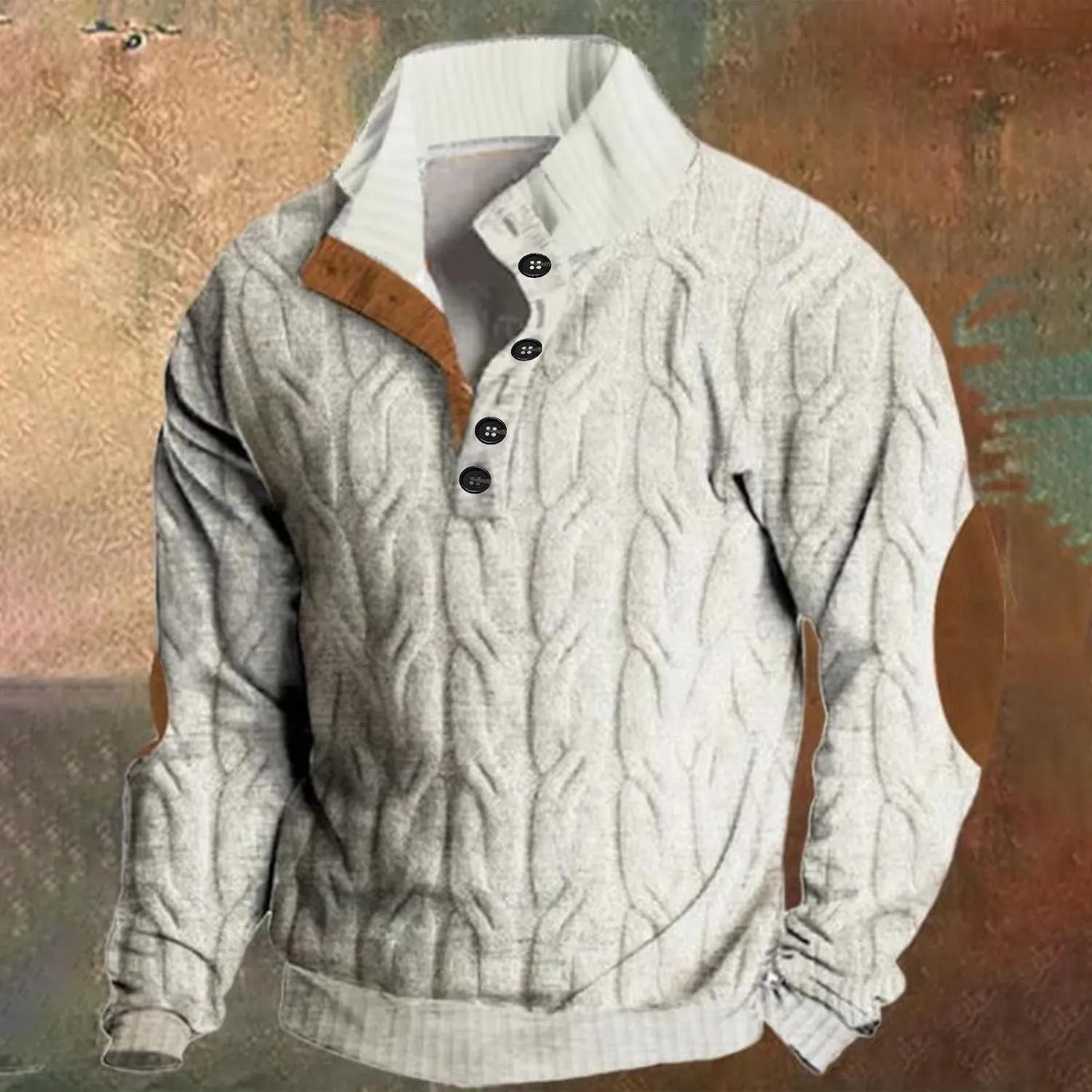 Polo Pullover Corduroy Collar Button Sweatshirt 1/4 Top Button Long Sleeve Jacket Outdoor Fashion Sweater Warm