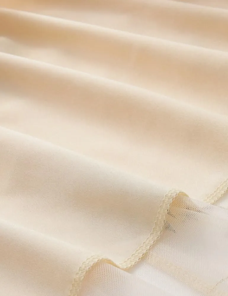 Polyester Fabric Tulle Skirt for Women Embroidered Pleated Midi Skirt Fairy A-line High Waist Layered Flowy Skirt Length 80cm