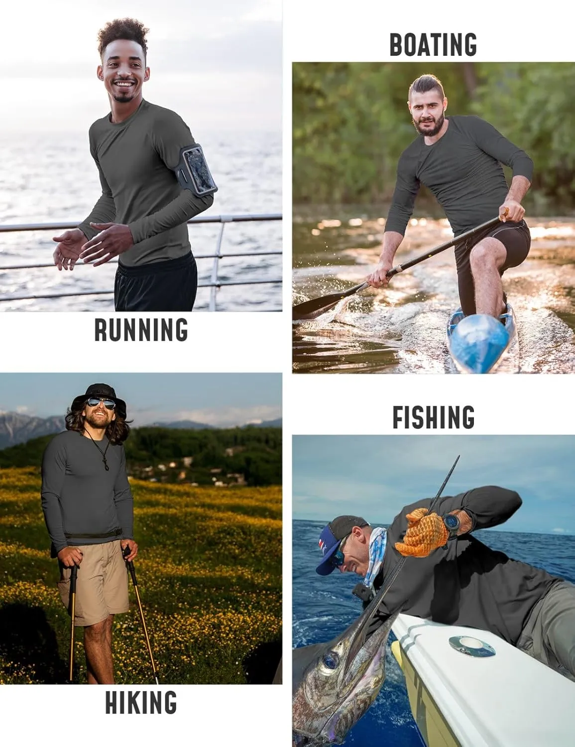 Rash Guard for Men UPF 50  UV Sun Protection Swim Shirts Long Sleeve Quick Dry Lightweight Fishing Running Water Shirts