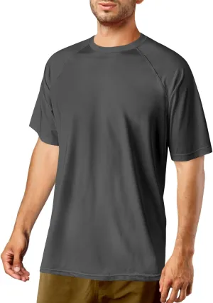 Rash Guard for Men UPF 50  UV Sun Protection Swim Shirts Short Sleeve Quick Dry Lightweight Fishing Running Water Shirts