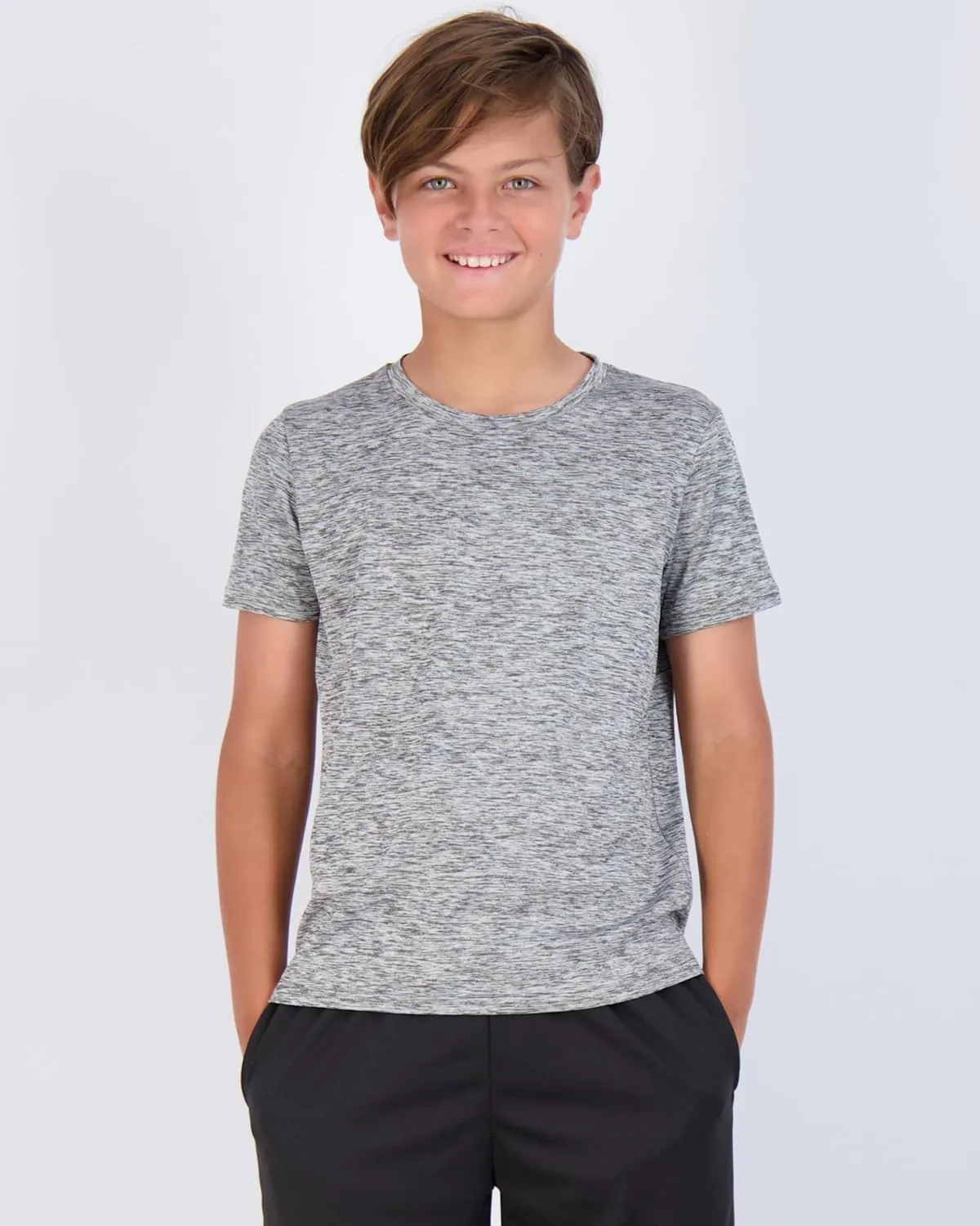 Real Essentials 5 Pack: Youth Dry-Fit Wicking Active Athletic Performance Short Sleeve T-Shirt Boys & Girls Shirts