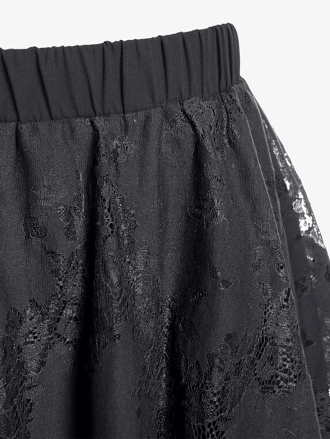 Rosegal Womens Plus Size Gothic Lace Overlay Layered Handkerchief Hem Flowy Maxi Skirt