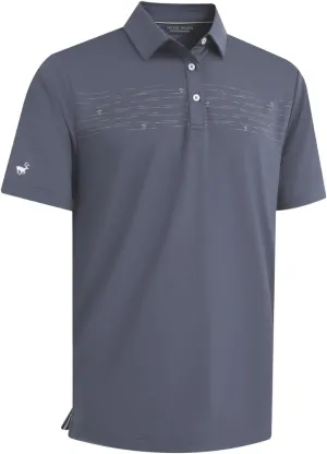 Rouen Mens Golf Shirts Short Sleeve Chest Print Performance Dry Fit Moisture Wicking Casual Sports Polo Shirts for Men