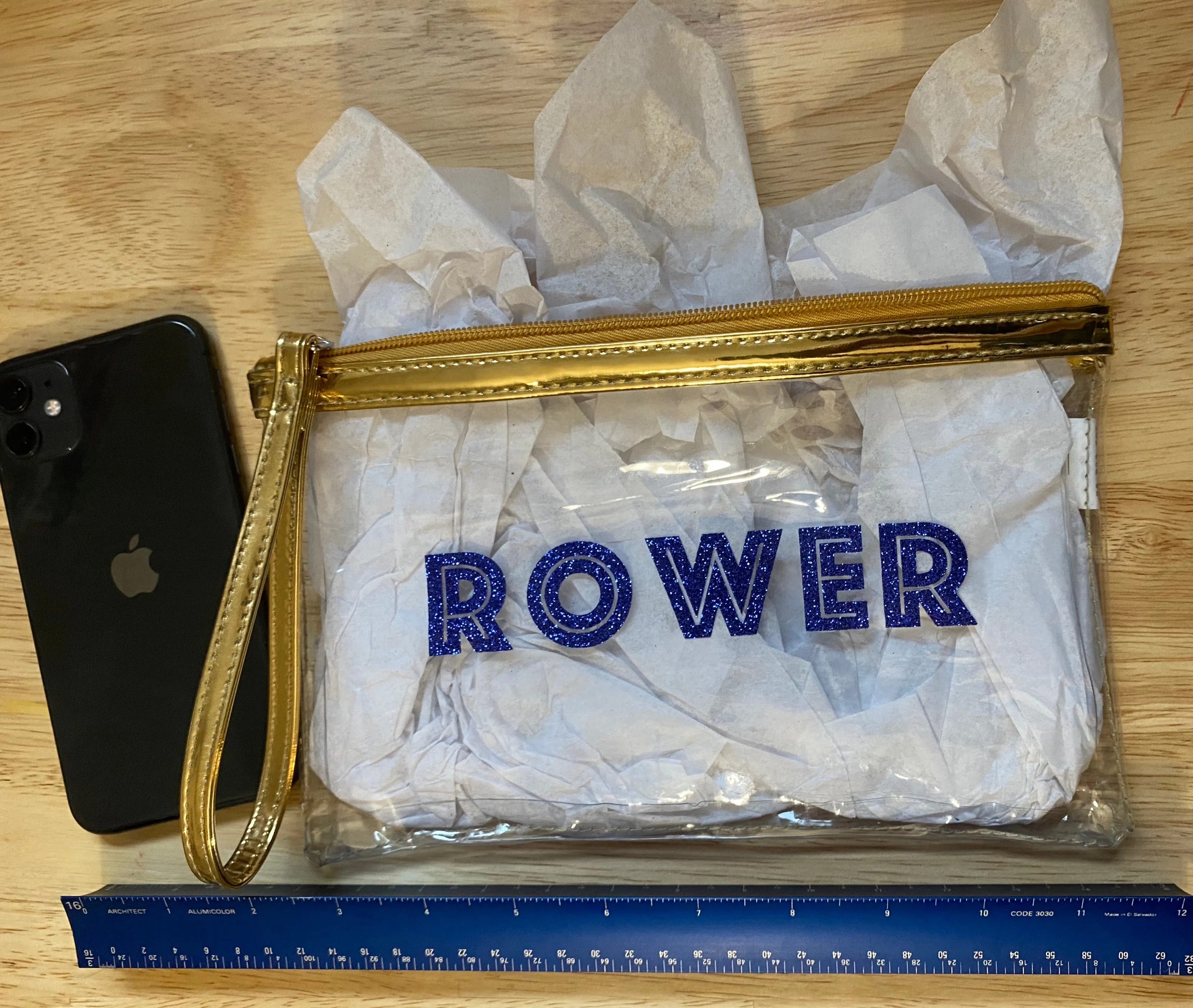 Rowing Water Resistant Rower Glitter Pouch