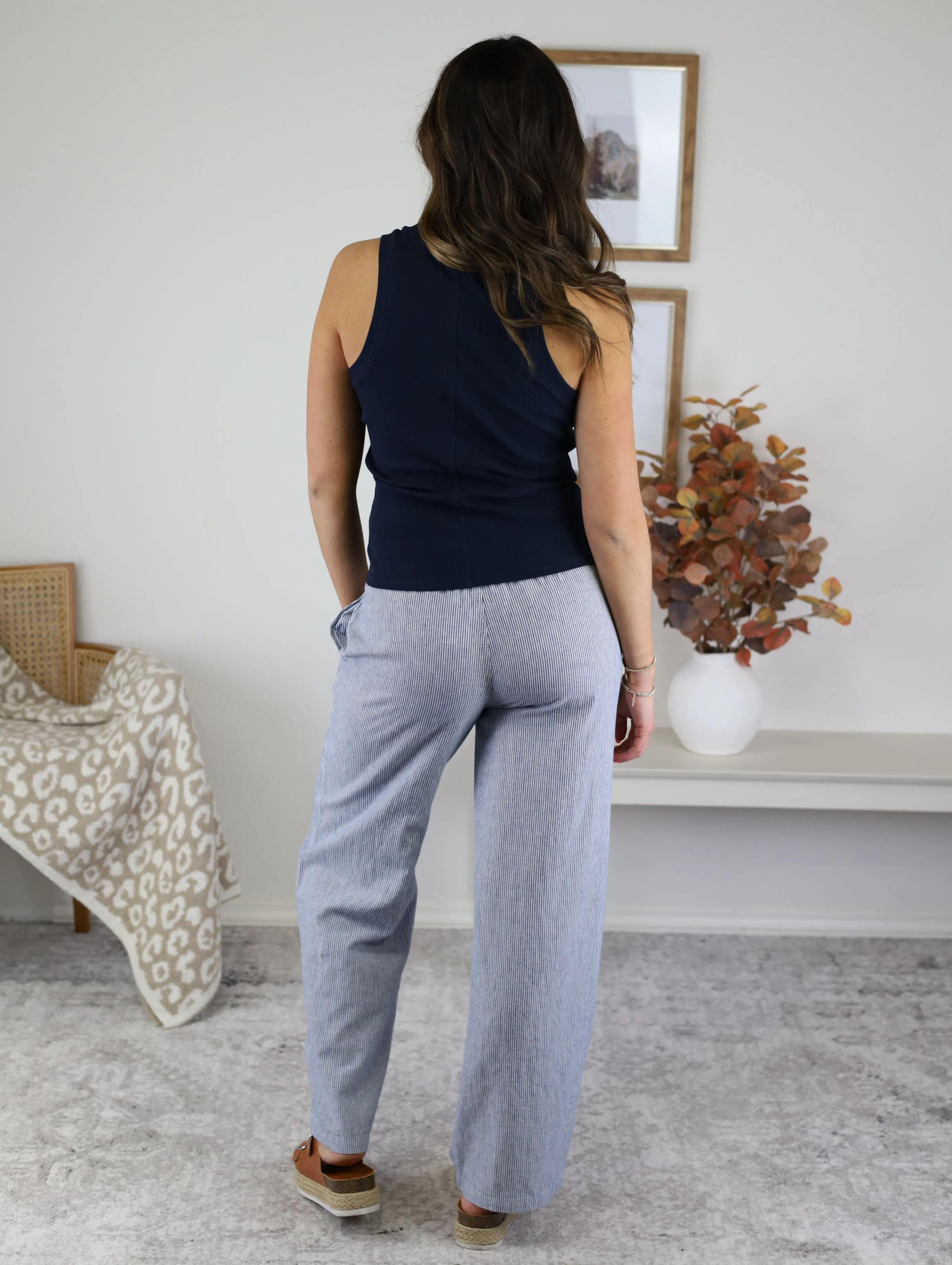 Sailor Striped Linen Blen Wide Leg Pant