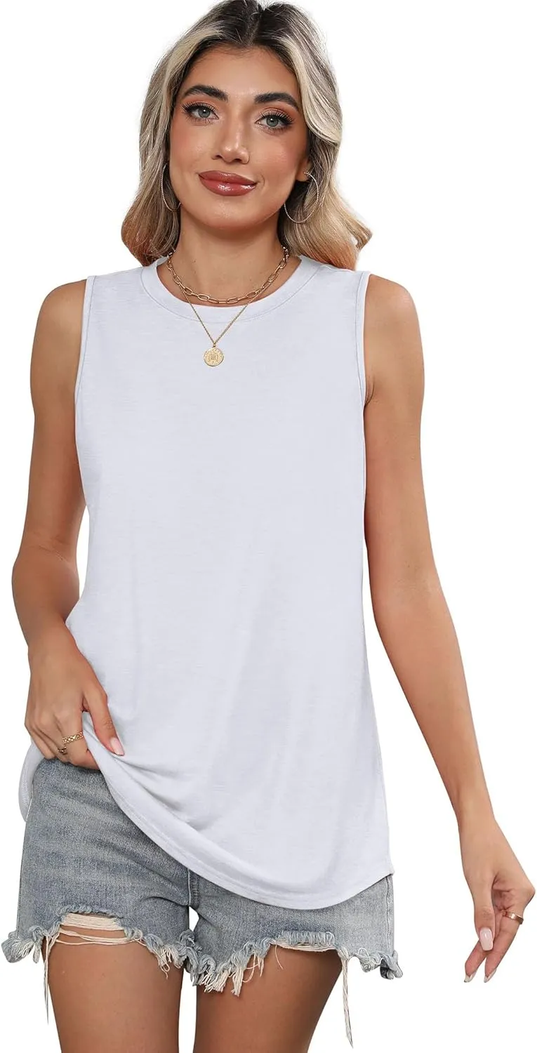 SAMPEEL Womens Tank Tops Loose Casual Summer Tops Crew Neck Basic Sleeveless Shirts Trendy 2025