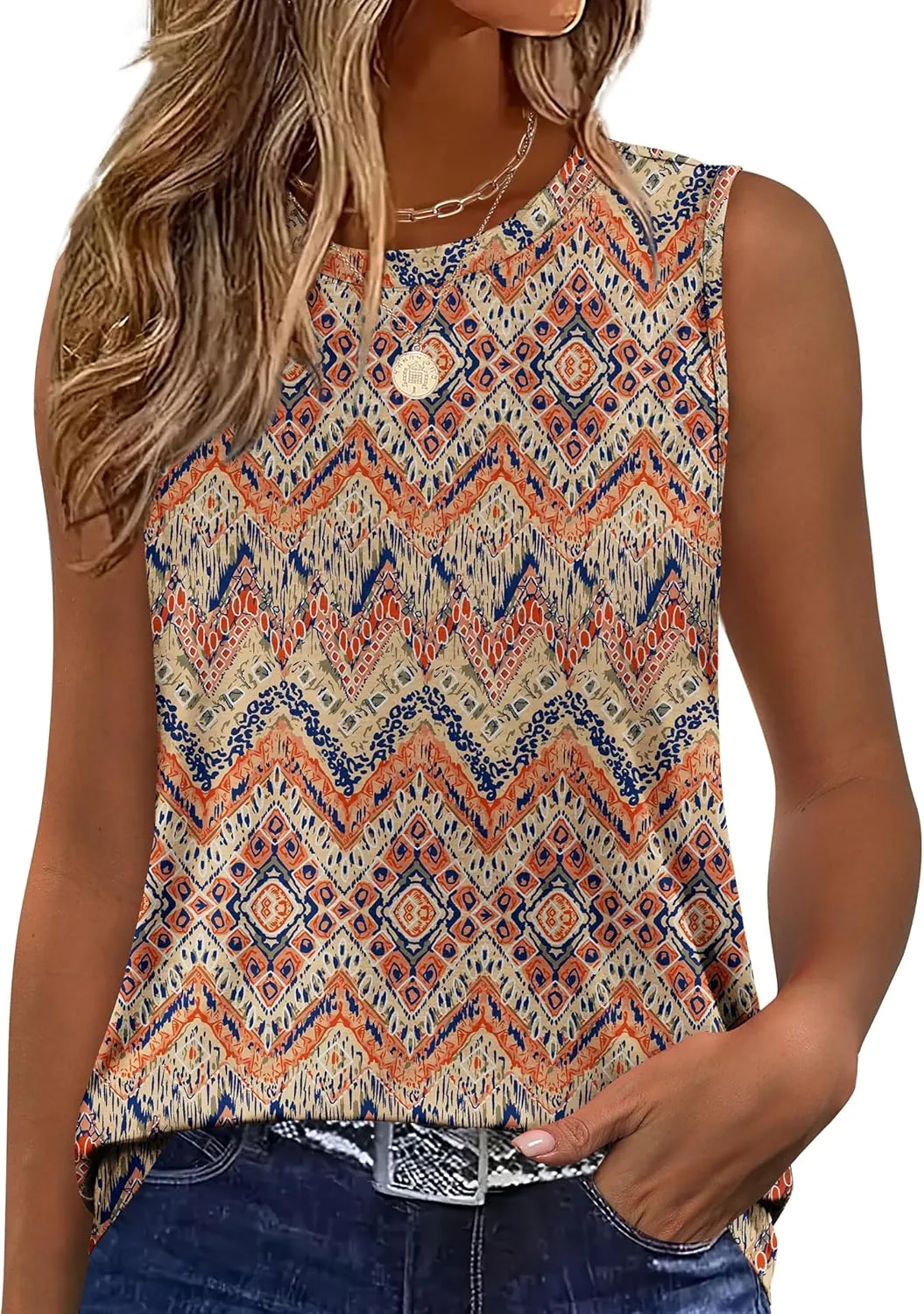 SAMPEEL Womens Tank Tops Loose Casual Summer Tops Crew Neck Basic Sleeveless Shirts Trendy 2025