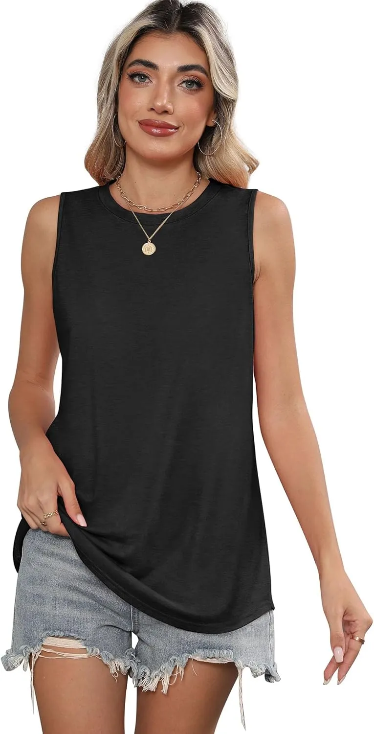 SAMPEEL Womens Tank Tops Loose Casual Summer Tops Crew Neck Basic Sleeveless Shirts Trendy 2025