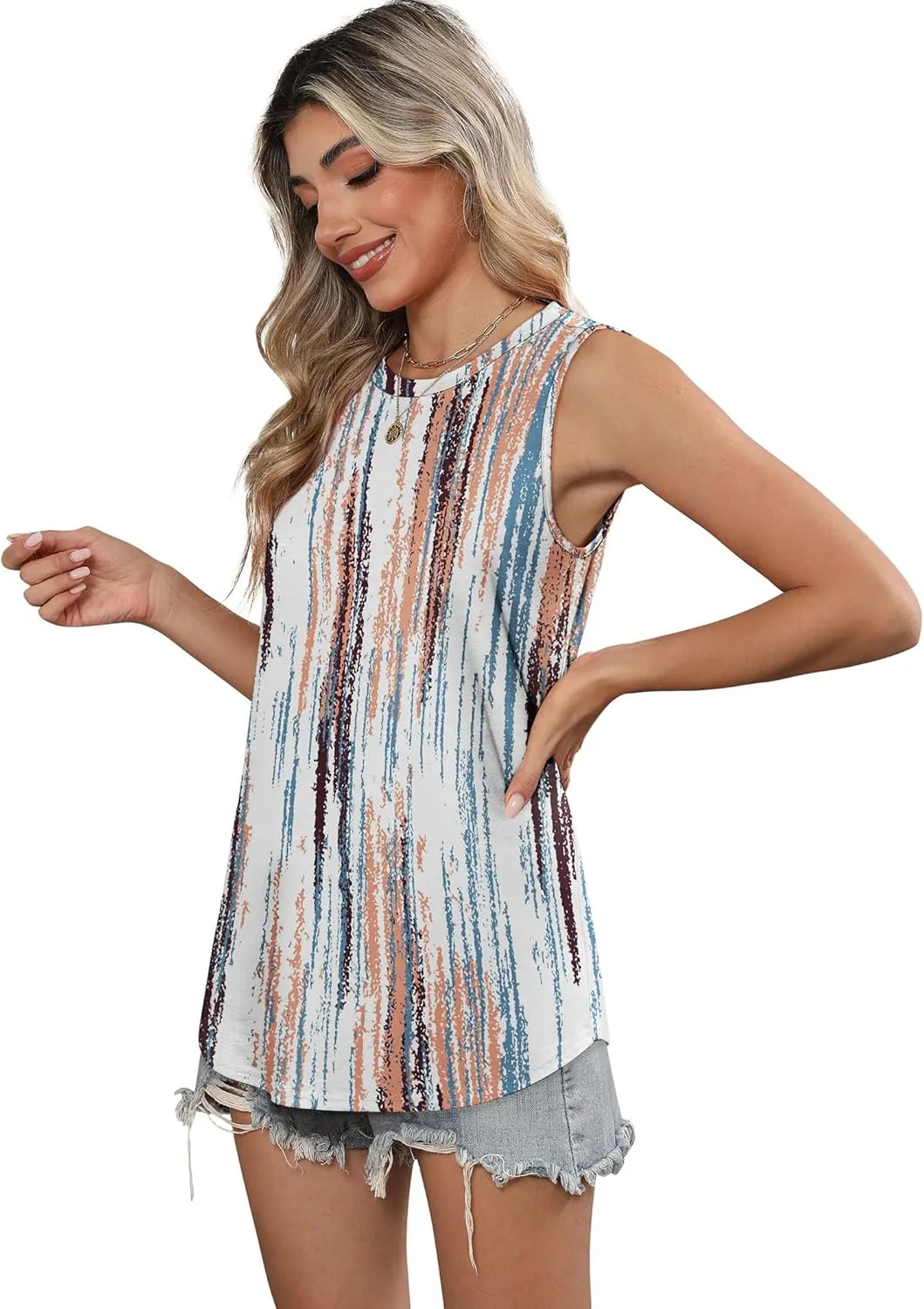 SAMPEEL Womens Tank Tops Loose Casual Summer Tops Crew Neck Basic Sleeveless Shirts Trendy 2025