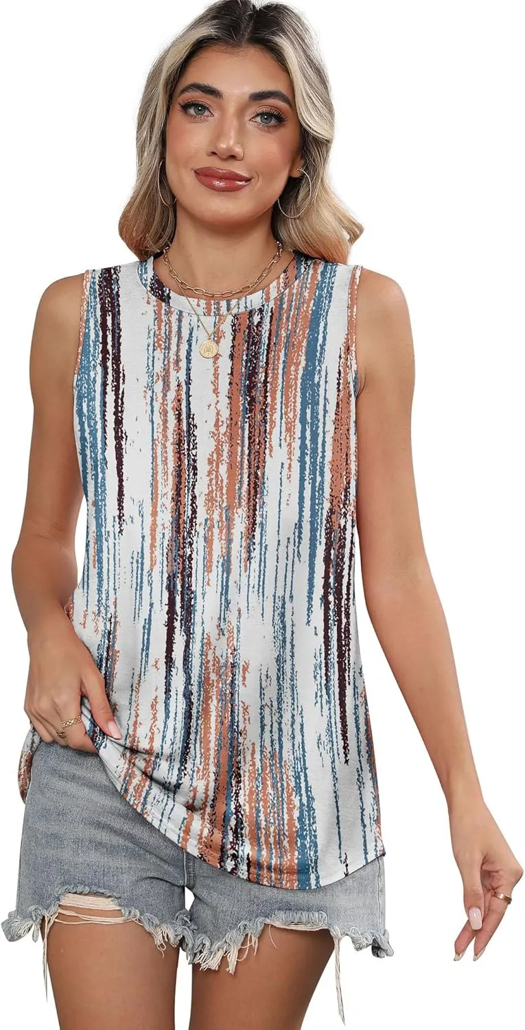 SAMPEEL Womens Tank Tops Loose Casual Summer Tops Crew Neck Basic Sleeveless Shirts Trendy 2025
