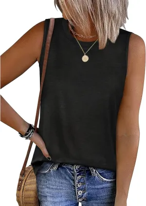 SAMPEEL Womens Tank Tops Loose Casual Summer Tops Crew Neck Basic Sleeveless Shirts Trendy 2025