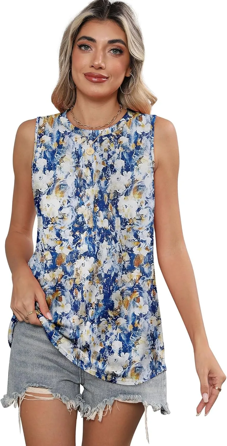 SAMPEEL Womens Tank Tops Loose Casual Summer Tops Crew Neck Basic Sleeveless Shirts Trendy 2025