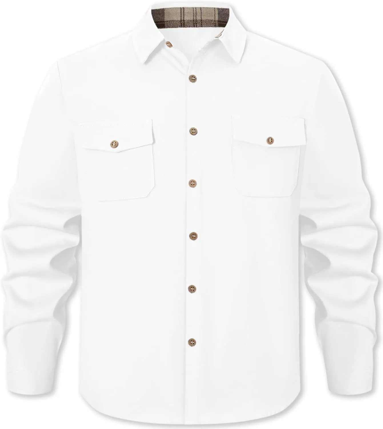 SANGTREE Mens & Boys Long Sleeve Button Down Shirts with Double Chest Pockets, US 3 Months - Adult 4XL