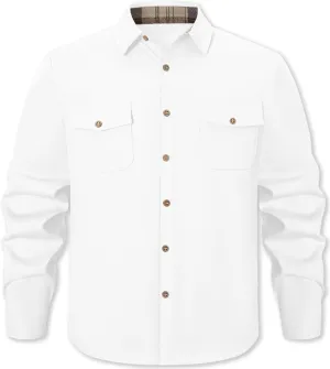 SANGTREE Mens & Boys Long Sleeve Button Down Shirts with Double Chest Pockets, US 3 Months - Adult 4XL