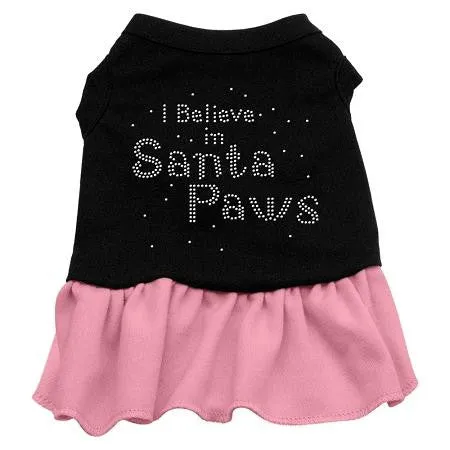 Santa Paws Rhinestone Dog Dress - Black with Pink-Extra Small