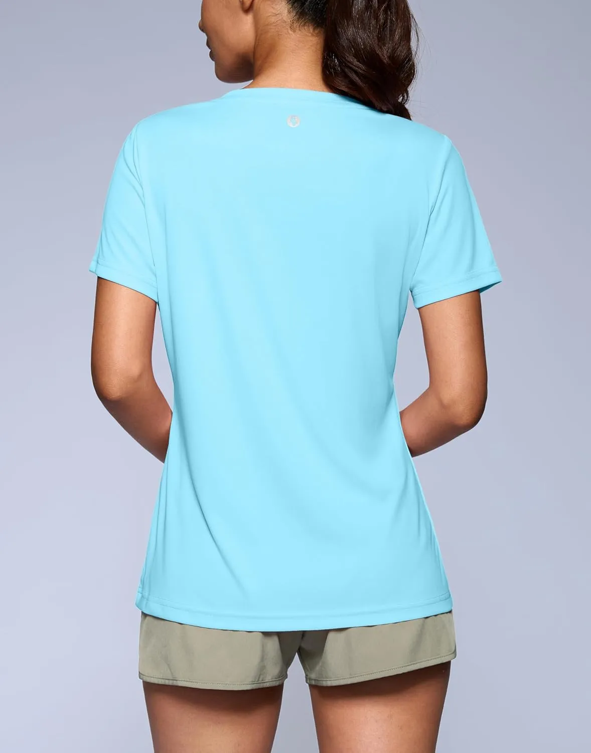 SANTINY Women's V Neck Short Sleeve Shirts Uv Protectioin Moisture Wicking Hiking Workout Athletic T Shirts for Women