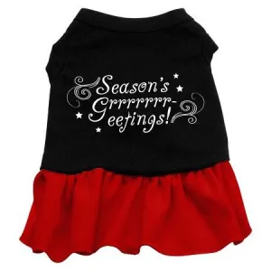 Seasons Greetings Dog Dress - Black with Red-Small