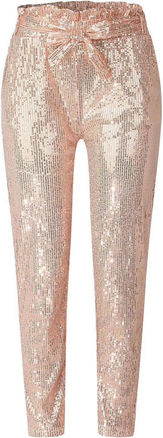 Sequin Pants for Women Women Sequins Wide Leg Pants Fashion Shiny Hight Waist Flared Trousers Dance Long Pants New