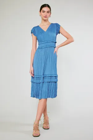 Sereia Pleated Midi Dress - Light Blue
