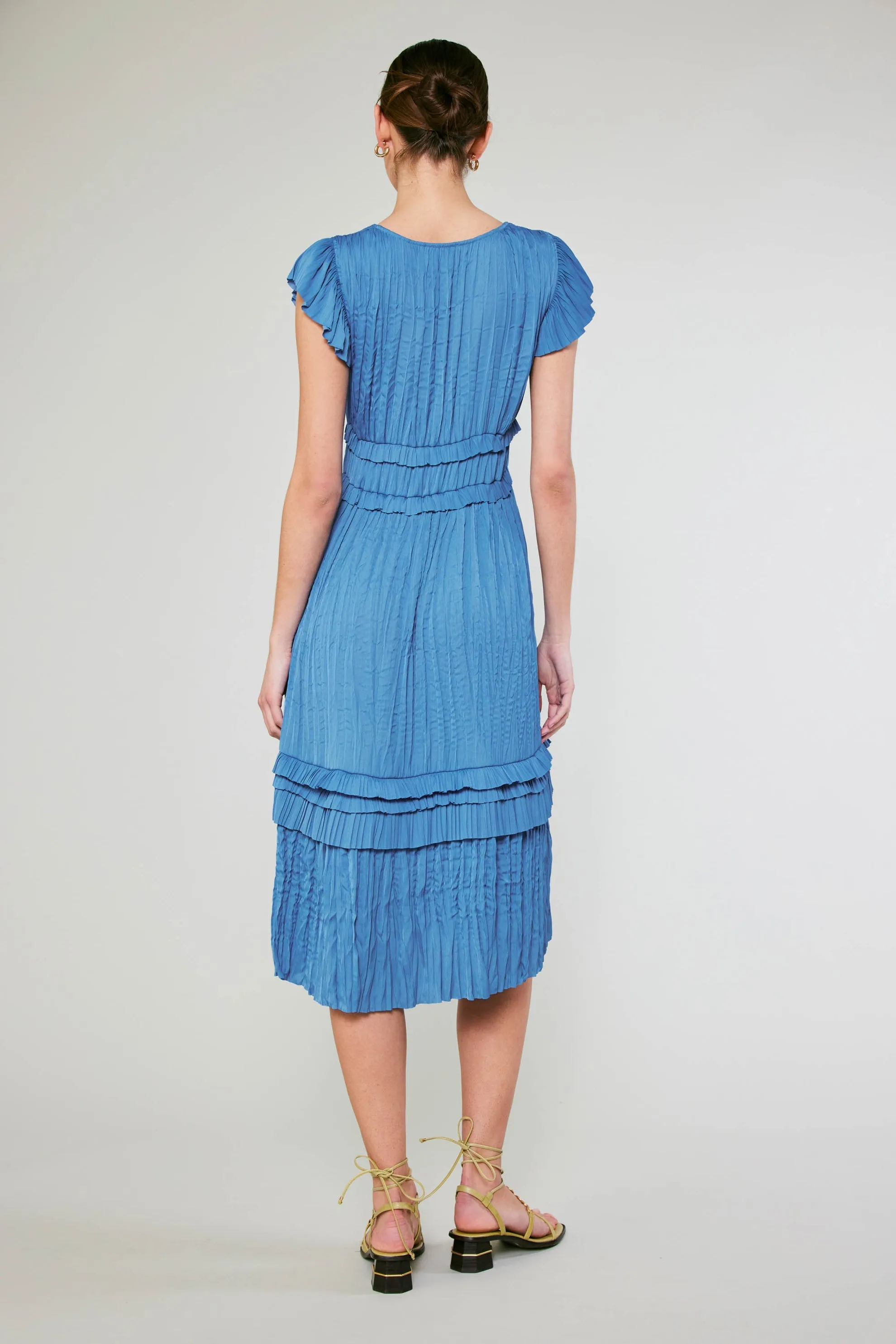 Sereia Pleated Midi Dress - Light Blue