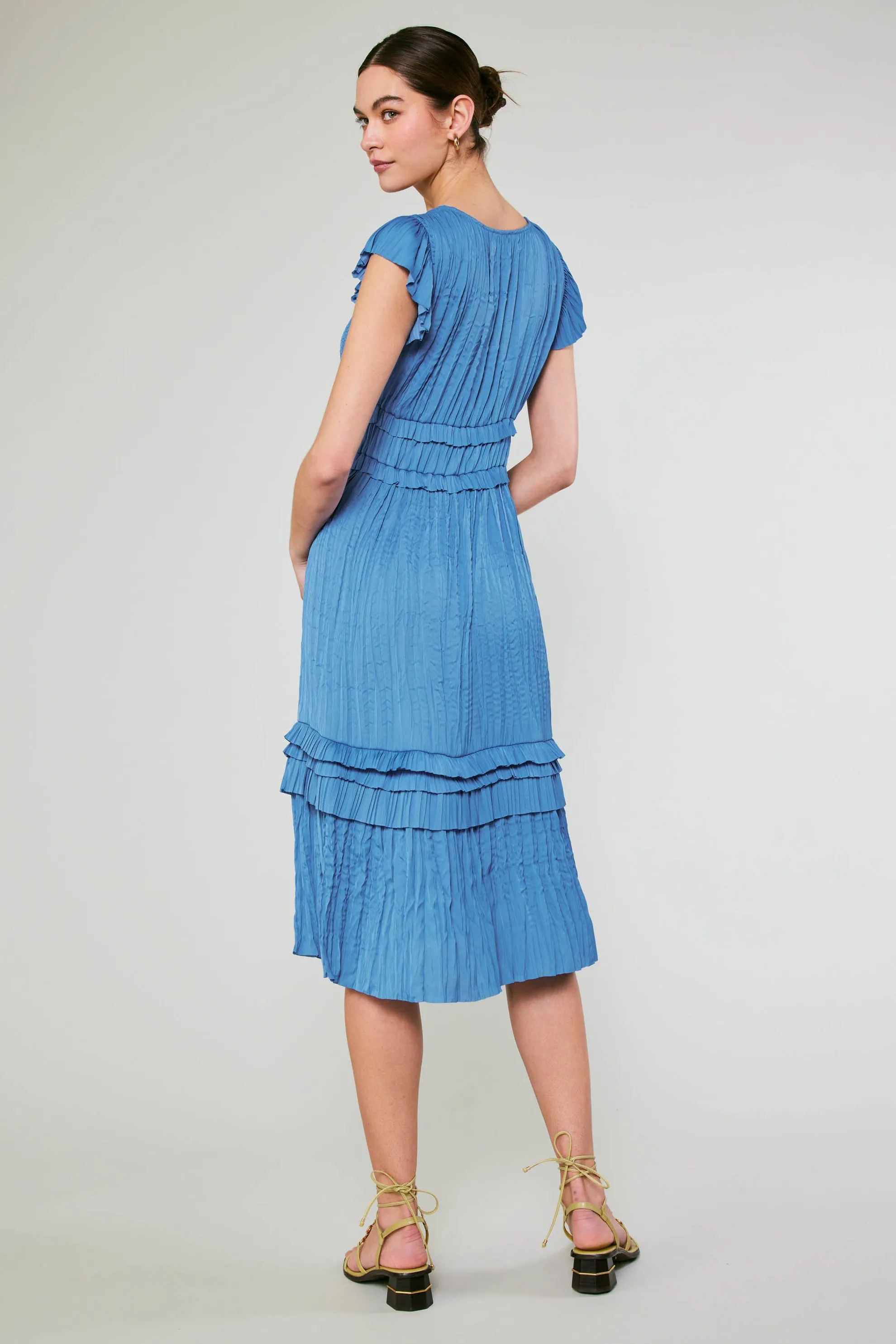 Sereia Pleated Midi Dress - Light Blue