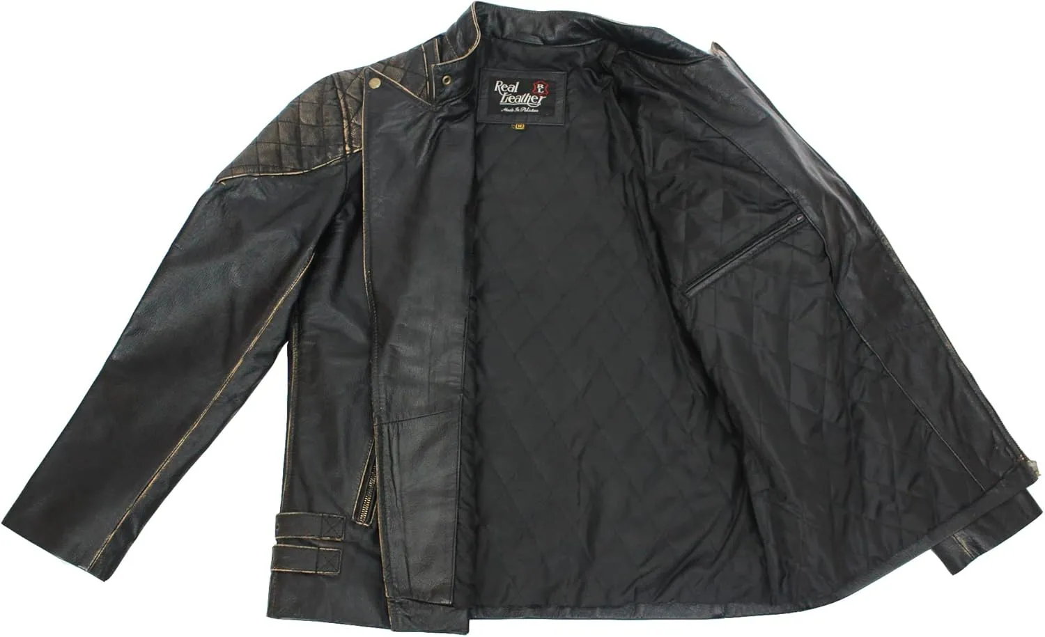 Skull and Bones Black Motorcycle Leather Jacket for Men - Cow Hide Leather Biker Jacket Men