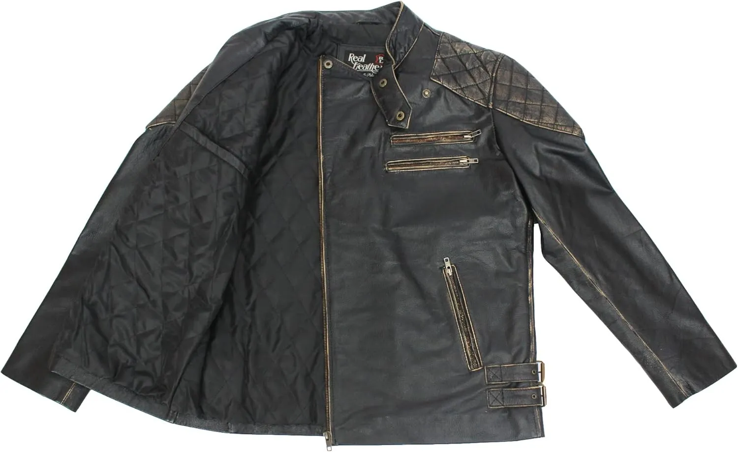 Skull and Bones Black Motorcycle Leather Jacket for Men - Cow Hide Leather Biker Jacket Men