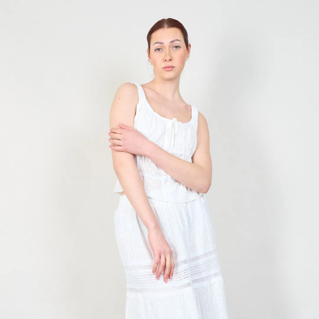 Sleeveless lace two-piece set with ruffle details wholesale