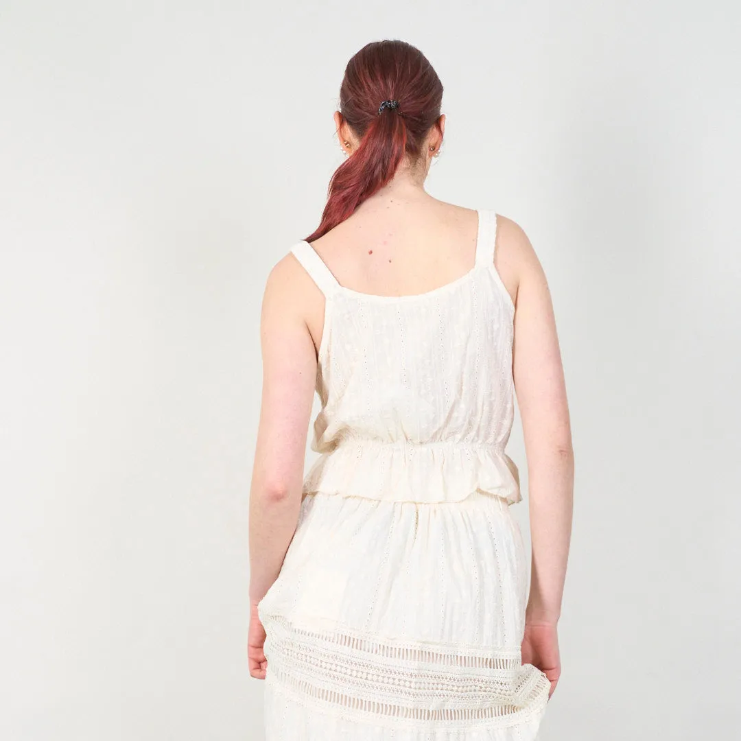 Sleeveless lace two-piece set with ruffle details wholesale