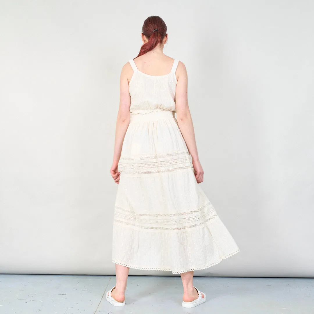 Sleeveless lace two-piece set with ruffle details wholesale