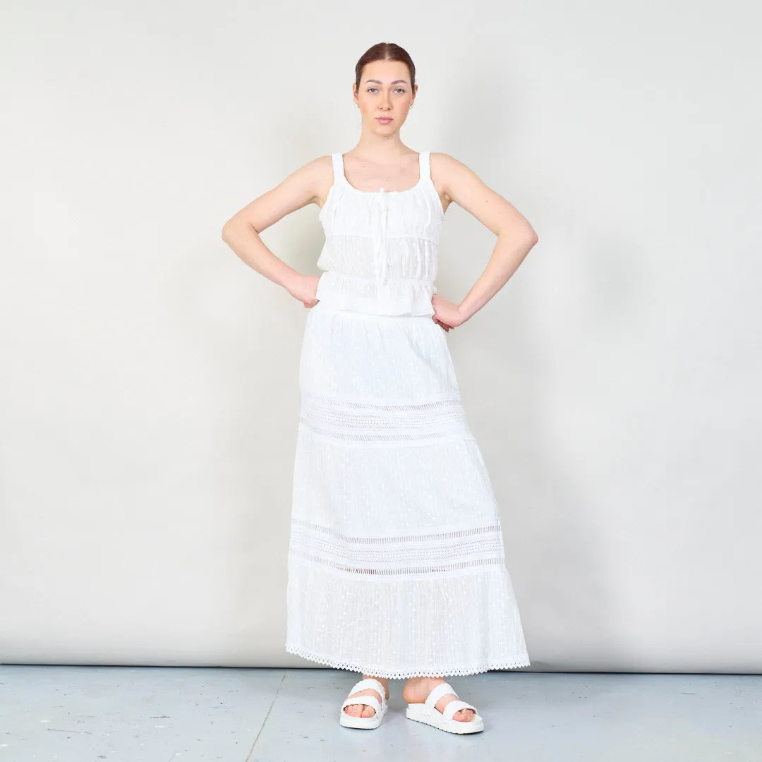 Sleeveless lace two-piece set with ruffle details wholesale