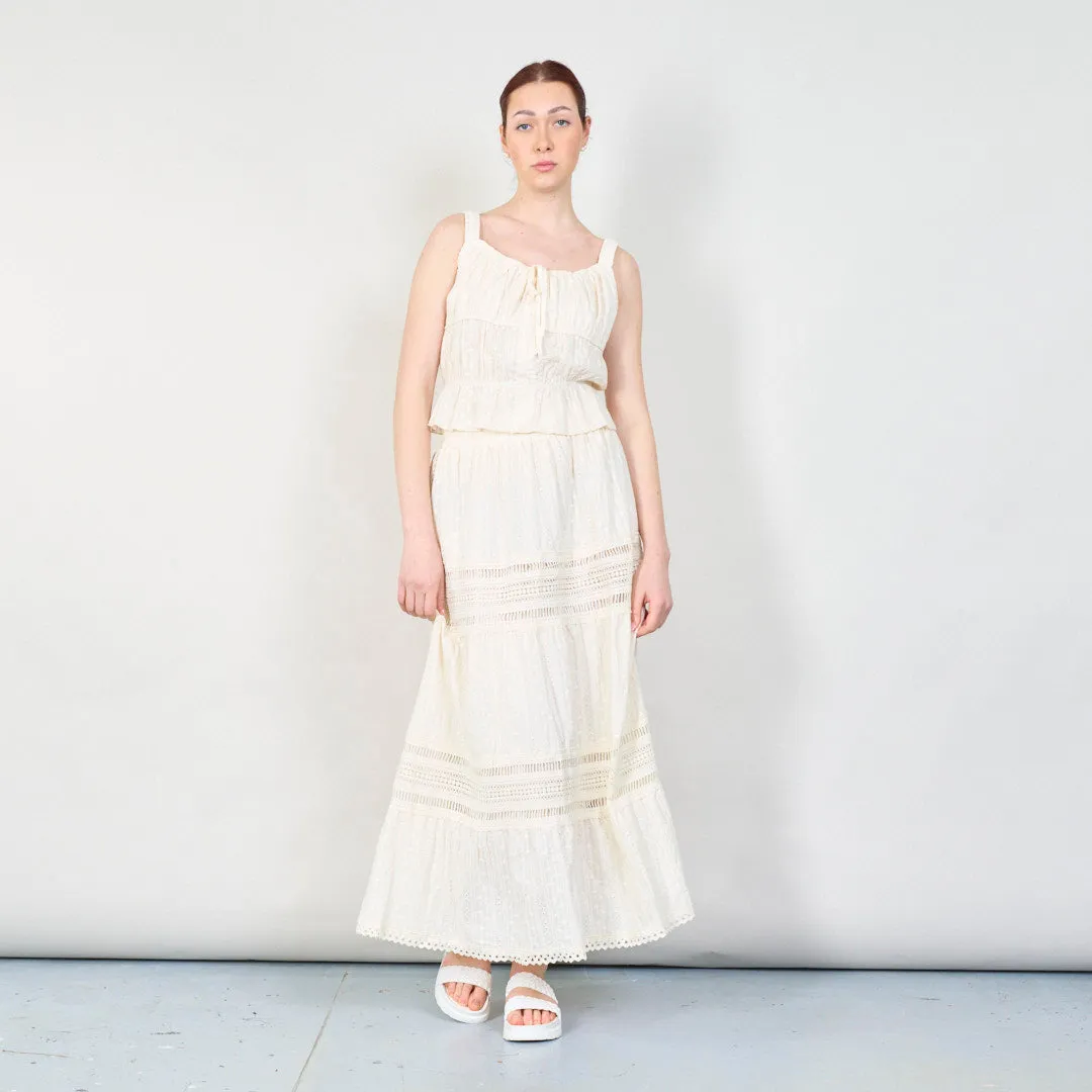 Sleeveless lace two-piece set with ruffle details wholesale