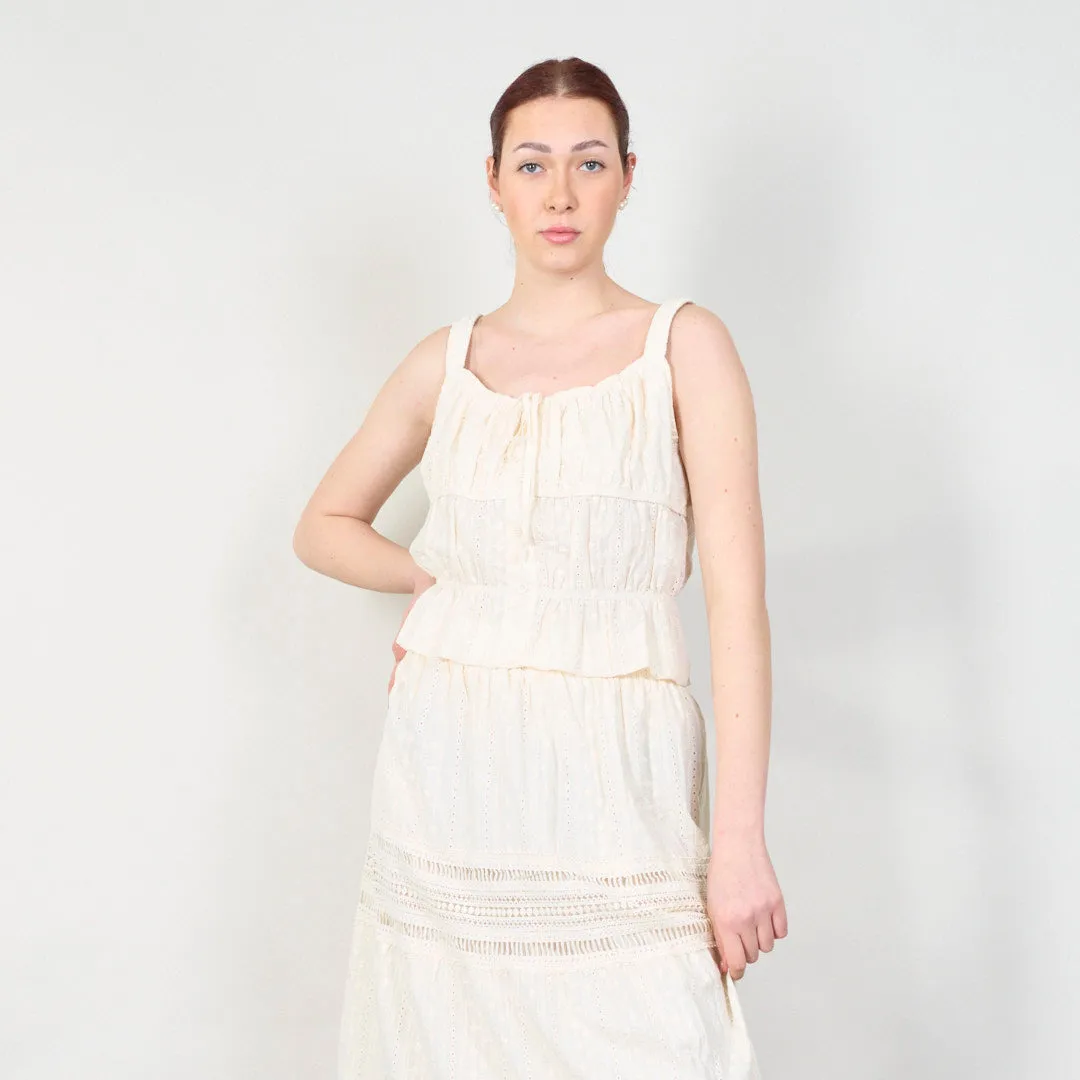 Sleeveless lace two-piece set with ruffle details wholesale