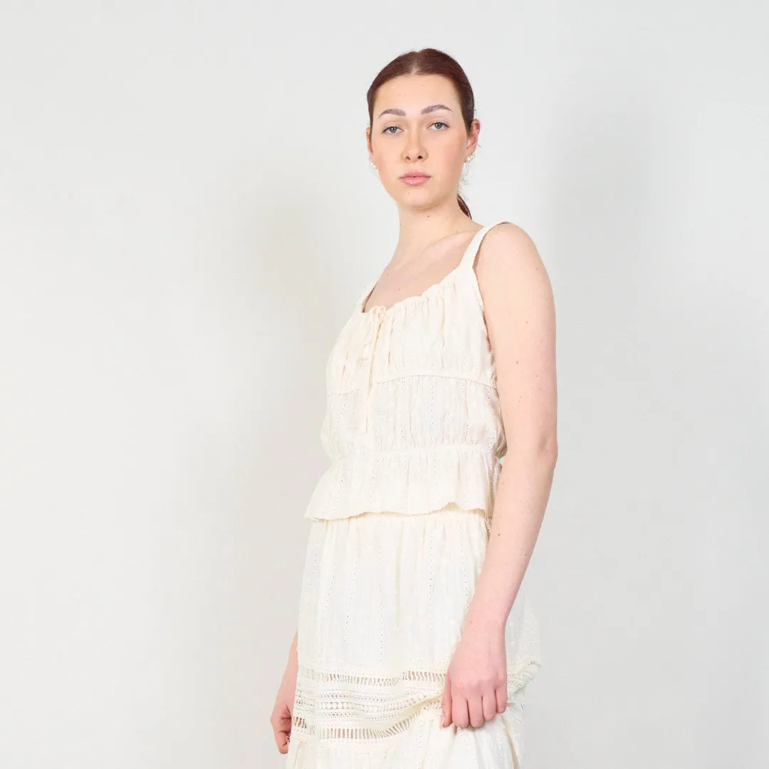 Sleeveless lace two-piece set with ruffle details wholesale
