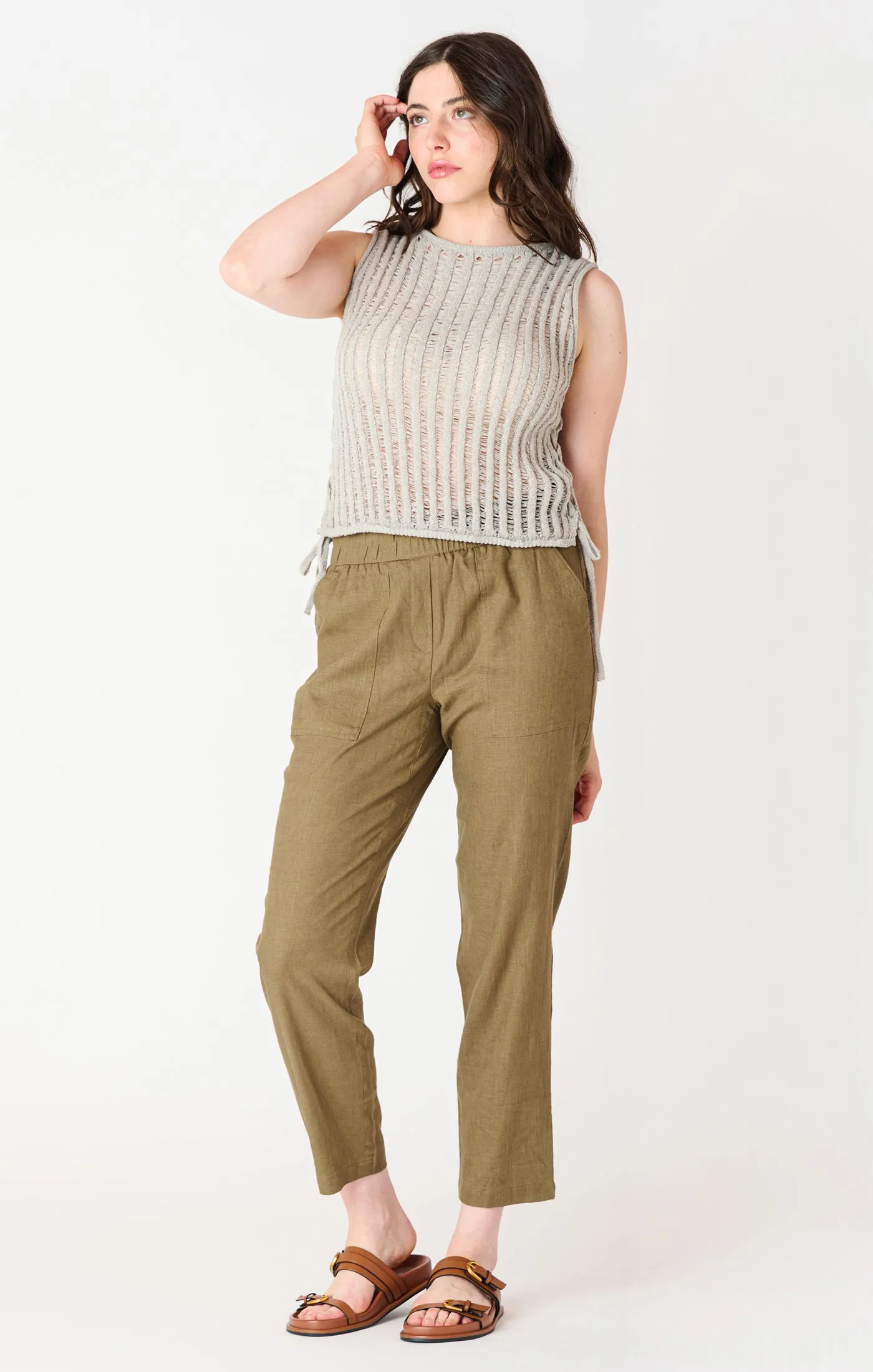Sleeveless Open Stitch Tank - Sage
