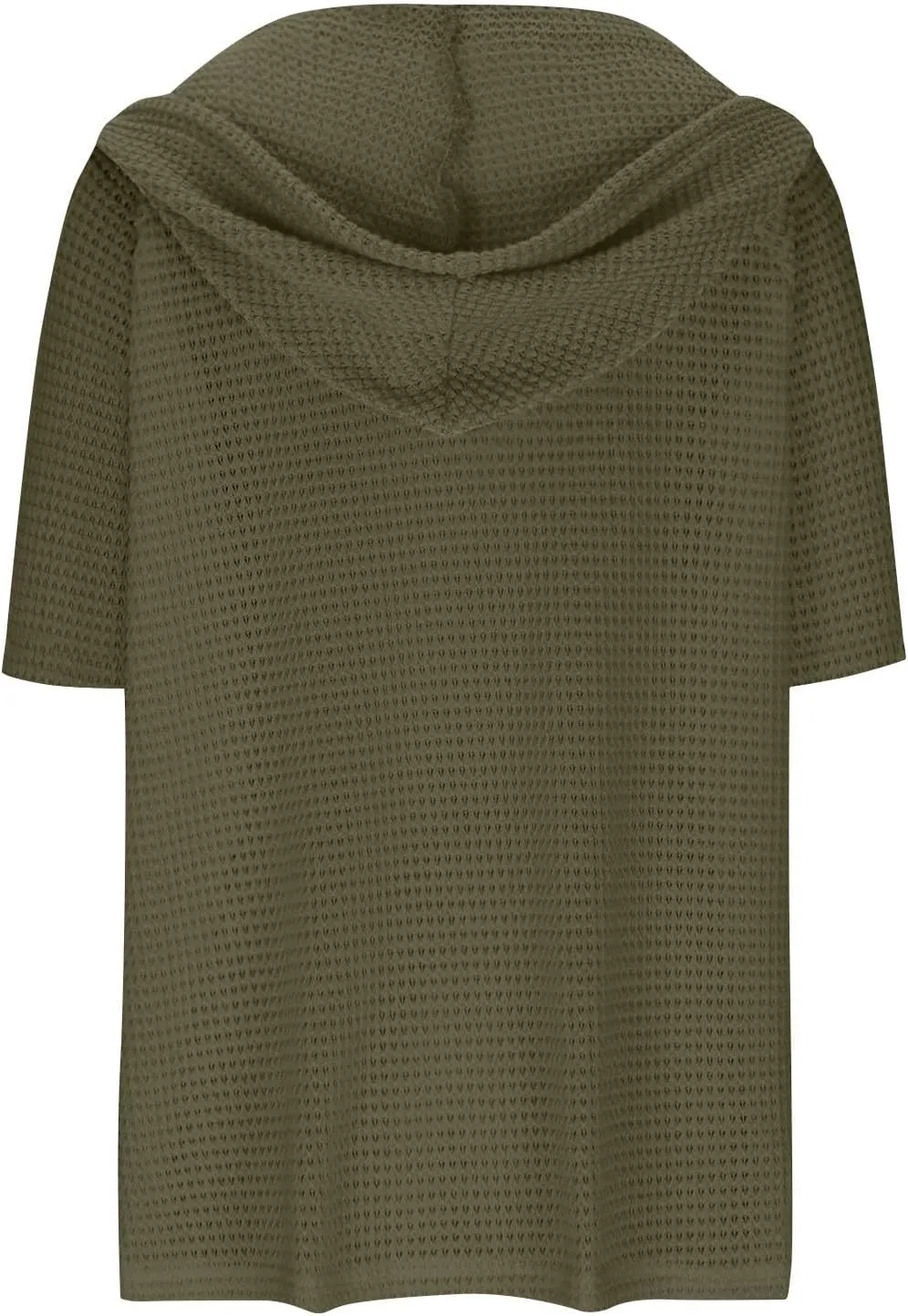 Spring Resort Wear Outfits Vacation Waffle Knit Tops Trendy 2025 Fashion Trends Cute Short Sleeve Hoodie Oversized