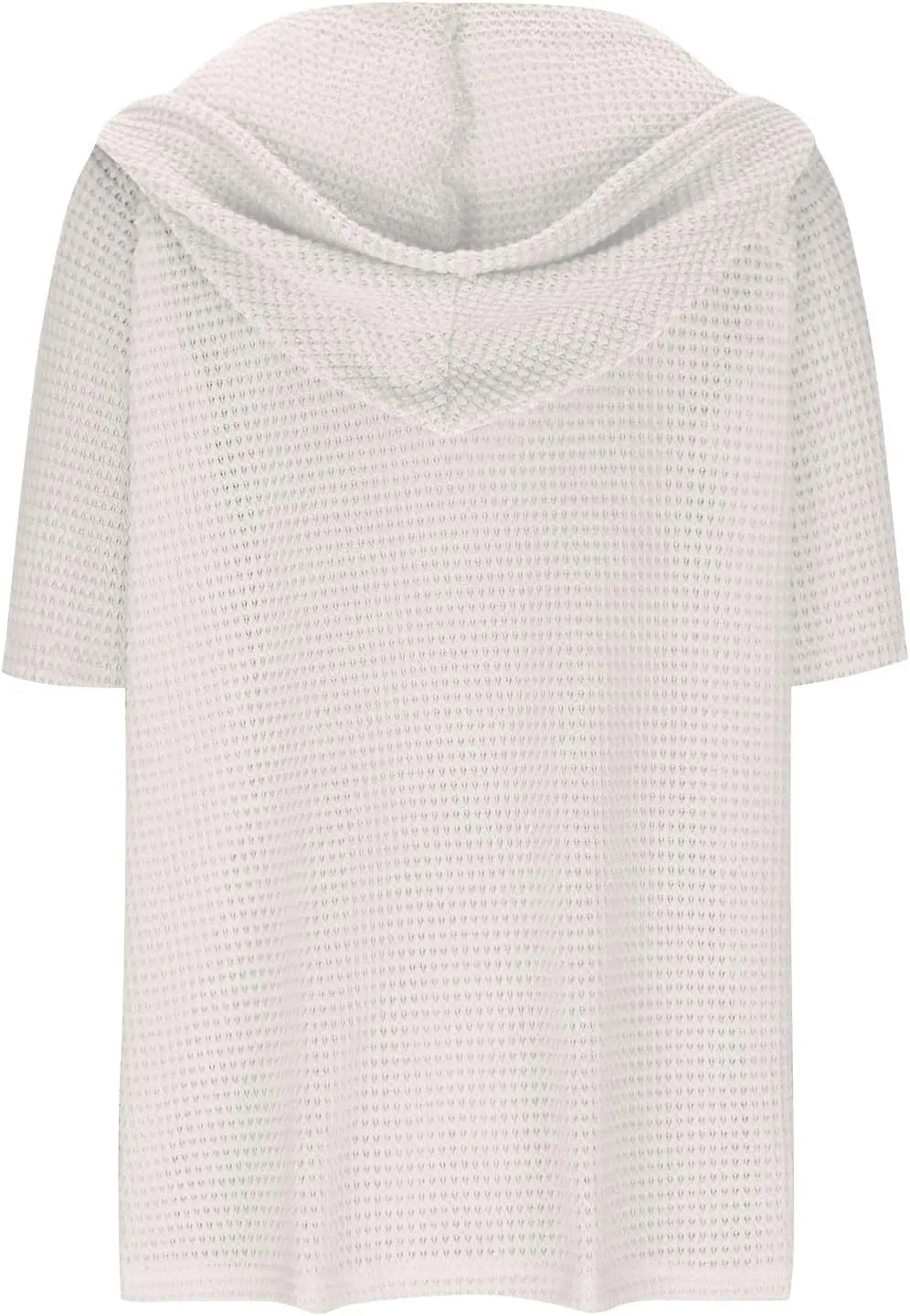 Spring Resort Wear Outfits Vacation Waffle Knit Tops Trendy 2025 Fashion Trends Cute Short Sleeve Hoodie Oversized