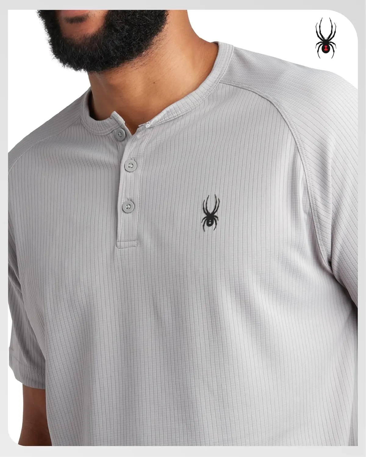 Spyder Mens Shirts - Moisture Wicking Short Sleeve Henley Shirts for Men - Lightweight Quick Dry Athletic Shirt (Sizes: S-XL)