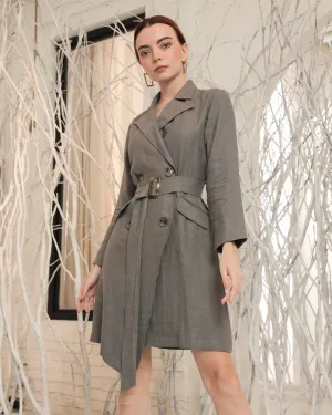 Stacy Double-breasted Linen Coat