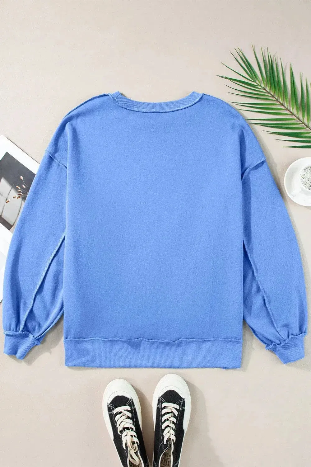 Starry Exposed Seam Long Sleeve Sweatshirt