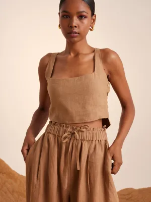 Summer Pants Drawstring-Sand-Linen-Ss25-Dp-Sand-Cord