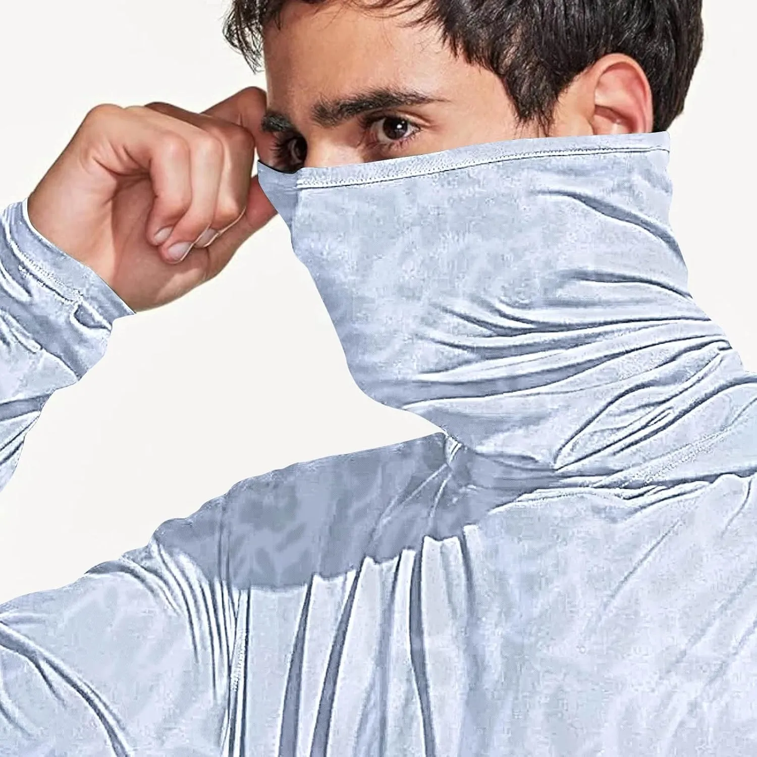 Sun Protection Shirts for Men with Mask UPF 50  Fishing Blouses Lightweight Long Sleeve UV Rash Guard Cooling Hoodies