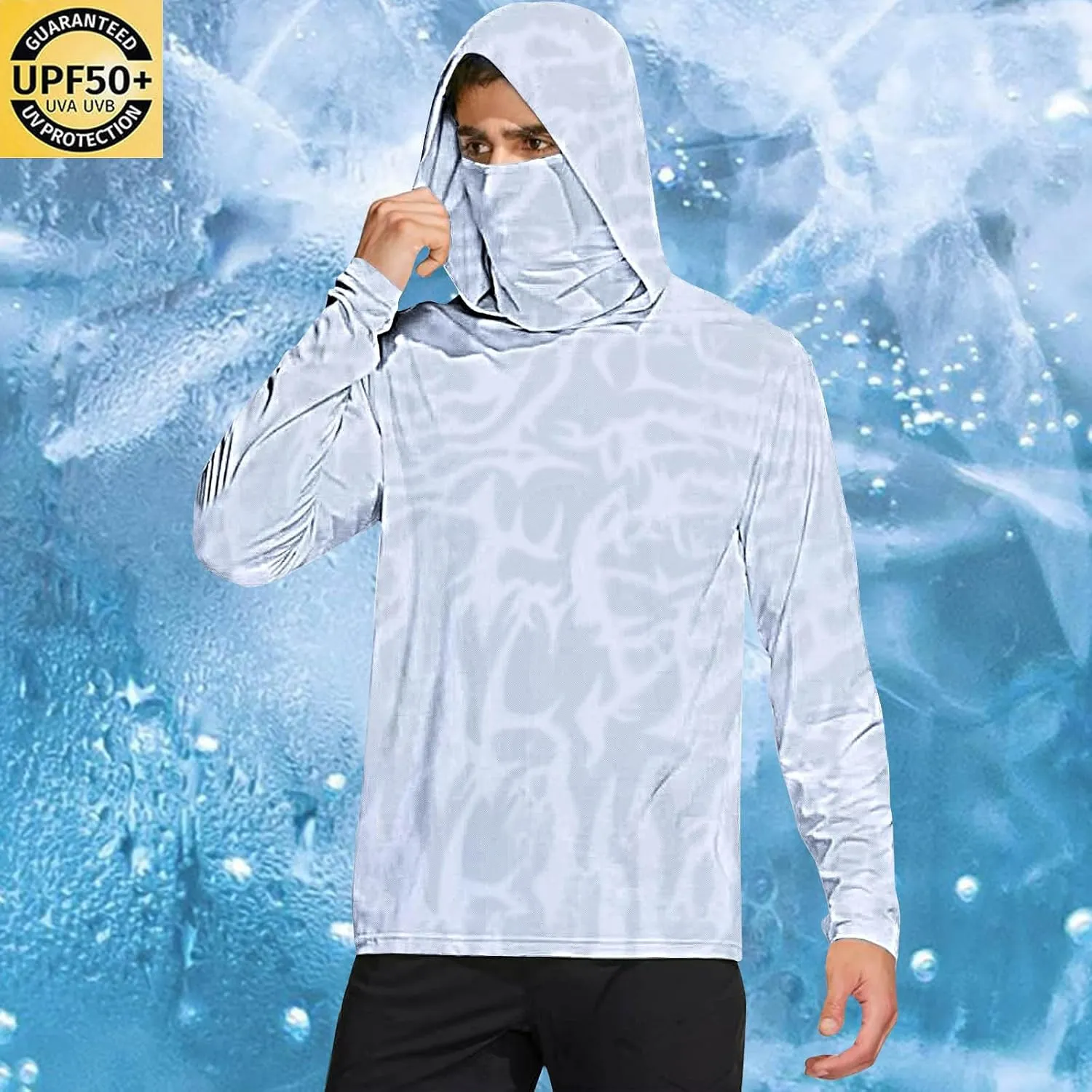Sun Protection Shirts for Men with Mask UPF 50  Fishing Blouses Lightweight Long Sleeve UV Rash Guard Cooling Hoodies