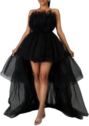 Sunloudy Women Tulle Long Skirt Maxi Tulle Floor Length Layered High Waist Puffy Skirt Wedding Special Occasion Clothes