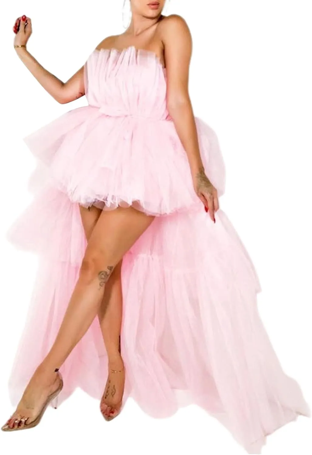 Sunloudy Women Tulle Long Skirt Maxi Tulle Floor Length Layered High Waist Puffy Skirt Wedding Special Occasion Clothes