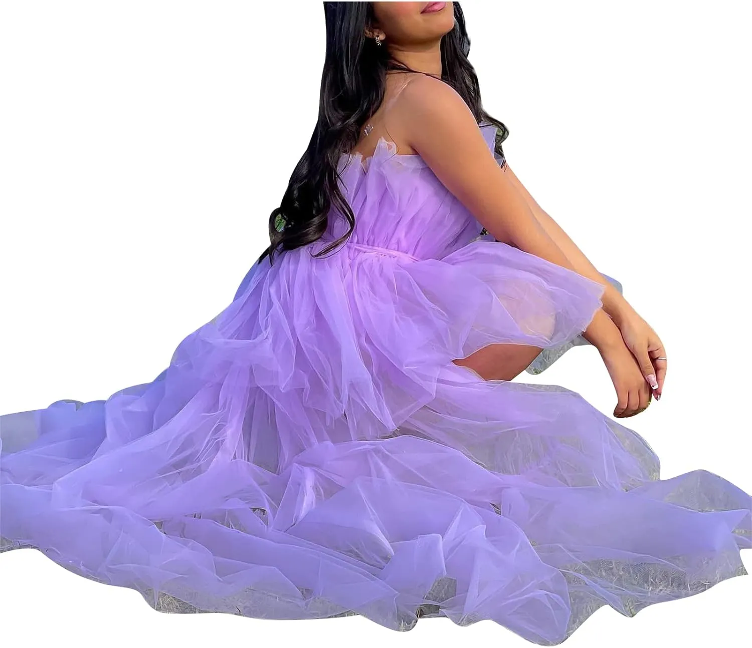 Sunloudy Women Tulle Long Skirt Maxi Tulle Floor Length Layered High Waist Puffy Skirt Wedding Special Occasion Clothes