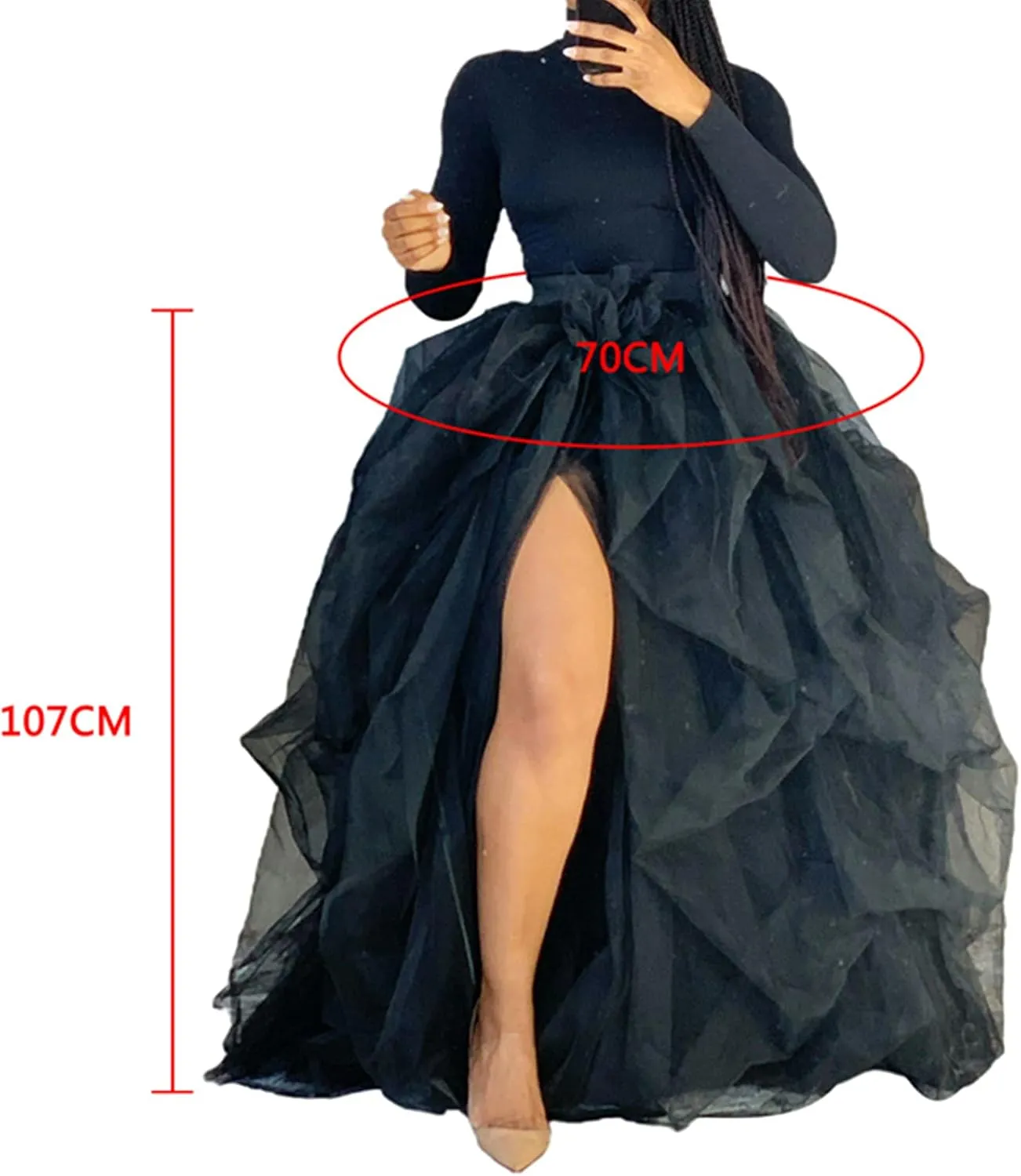 Sunloudy Women Tulle Long Skirt Maxi Tulle Floor Length Layered High Waist Puffy Skirt Wedding Special Occasion Clothes